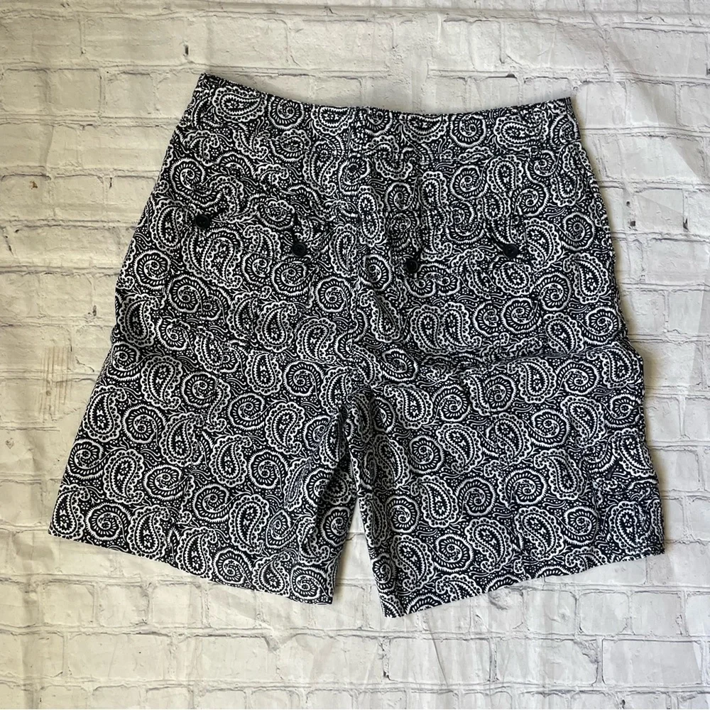 Liz Claiborne Dark Blue & White Paisley Print Bermuda Shorts - Picture 3 of 4